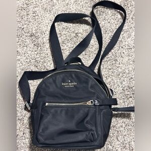 Kate Spade Black Nylon Backpack with Gold Accents